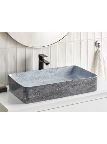 Beliani Waschbecken ARTAJ in Grau/Schwarz - (W) 61 x (H) 11 x (L) 35 cm