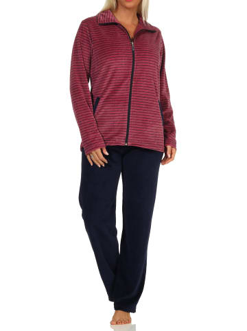 NORMANN Hausanzug Streifen Homewear Nicky Velvet - 69979 in beere