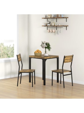 HOMCOM Essgruppe in Rustikal-Braun 60L x 60B x 76H cm