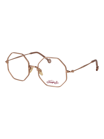 Hally & Son Damen Brillenfassung mit Sonnenbrillen-Clip Geometrisch Roségold