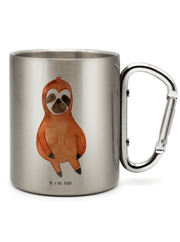 Mr. & Mrs. Panda Tasse Faultier Zufrieden ohne Spruch in Silber