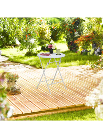 relaxdays Gartentisch "Rattan-Optik" in Weiß - (H)75 x Ø 60 cm