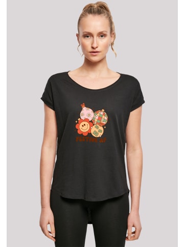 F4NT4STIC Long Cut T-Shirt Festive AF Weihnachten Tree Balls in schwarz