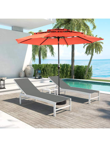 ABRIHOME Doppelseitiger Sonnenschirm in Orange Ø300 cm mit Kurbel Ohne Plattenfuß