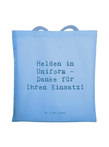 Mr. & Mrs. Panda Shopping Tasche Spruch Polizist Held mit Spruch in Sky Blue