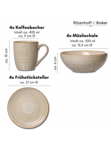 Ritzenhoff & Breker 12er Set Frühstücks-Set Omara beige in beige