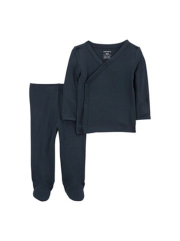 carter's 2-tlg. Set Wickelshirt langarm und Hose mit Fuß in Blau