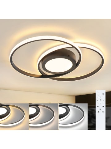 ZMH Deckenleuchte LED 2-flammige rund in schwarz dimmbar 48W Flurlampe L 47.4cm