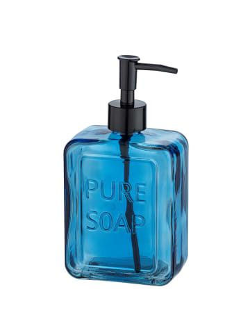 Wenko Seifenspender PURE, Glas, 550 ml in Blau, (B) 9,5 x (H) 20 x (L) 6 cm