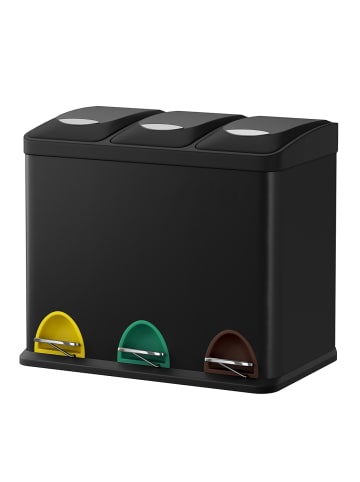 SONGMICS Mülleimer Island in Schwarz - (B)28.3 x (H)39.5 x (T)47 cm - 3 x 8 L