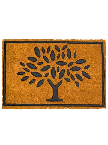 relaxdays Fußmatte "Baum" in Natur/ Schwarz - 60 x 40 cm