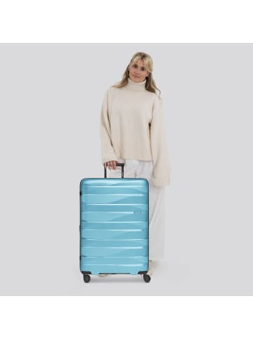 Bergpfeil Travel 4-Rollen Trolley L 75 cm mit Dehnfalte in glacier blue metallic