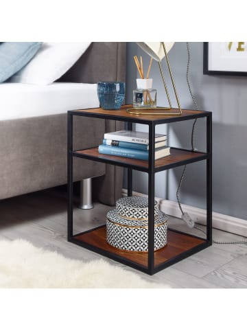KADIMA DESIGN Nachttisch Massivholz / Metall 40x50x35 cm Beistelltisch Hoch