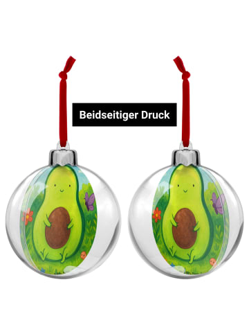 Mr. & Mrs. Panda Weihnachtskugel Avocado Kern Design ohne Spruch in Weiß