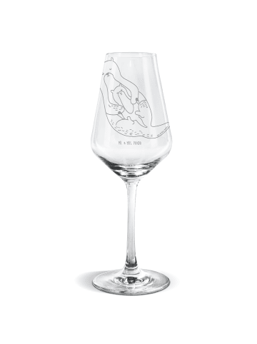 Mr. & Mrs. Panda Weißwein Glas Otter Kind ohne Spruch in Transparent
