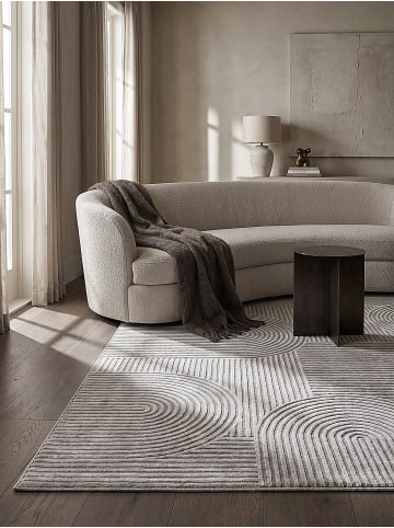 KADIMA DESIGN ERESMA Teppich Kurzflor Grau 200x290 Geometrisch Polyester Wohnzimmer in Grau