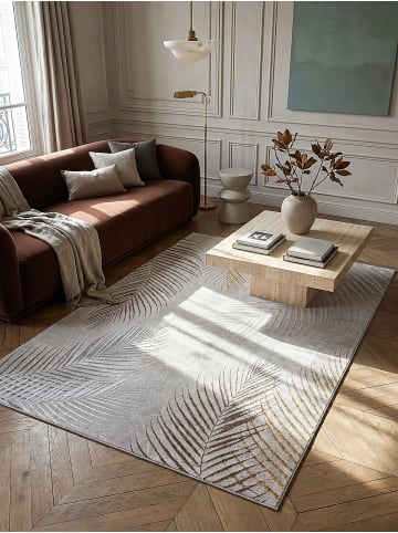 KADIMA DESIGN Teppich Kurzflor Floral pflegeleicht Wohnzimmer Schlafzimmer Flur in Grau