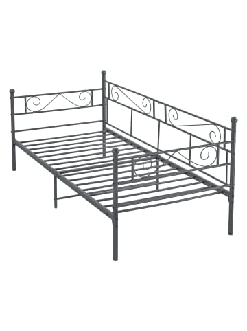 en.casa Metallbett Kerava  in Grau (L)200cm (B)90cm (H)90cm