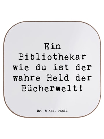 Mr. & Mrs. Panda Untersetzer Spruch Bibliothekar Held mit Spruch in Weiß