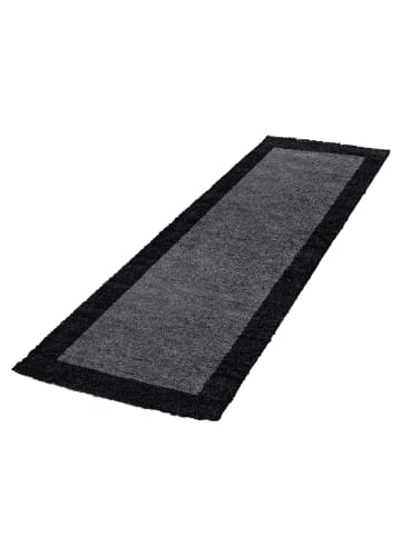 KADIMA DESIGN Teppich Hochflor Shaggy Waschbar Bordüre RHEIN Strapazierfähig in Anthrazit