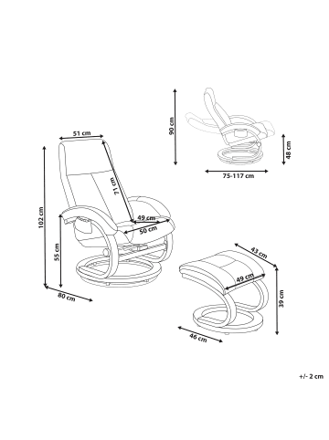 Beliani Massagestuhl HERO in Beige/Braun - (W) 51 x (H) 102 x (L) 80 cm