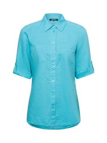 Olsen Bluse mit Leinen-Anteil Ocean Breeze in türkis - 0003