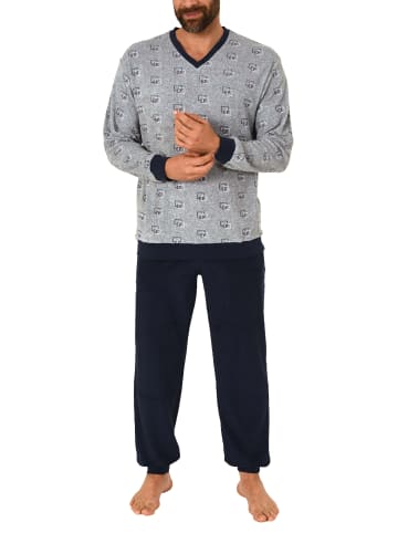 NORMANN Frottee Pyjama lang Bündchen - 48172 in grau