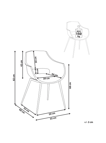 Beliani 4er-Set Esszimmerstuhl MILLERS in Beige/Braun