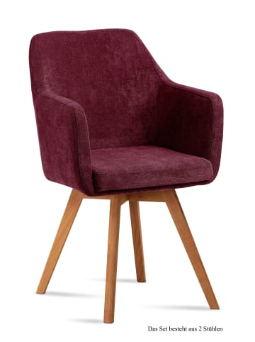 58 aufm Kessel ARMLEHNSTUHL (2er-Set) Dolli 57x87x60 Eiche geölt/Marsala