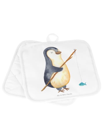 Mr. & Mrs. Panda 2er Set Topflappen  Pinguin Angler ohne Spruch in Weiß