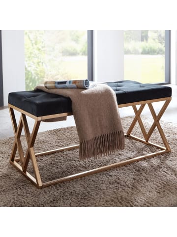 KADIMA DESIGN Sitzbank Samt 90x46x44 cm Flur Polsterbank mit Metallgestell