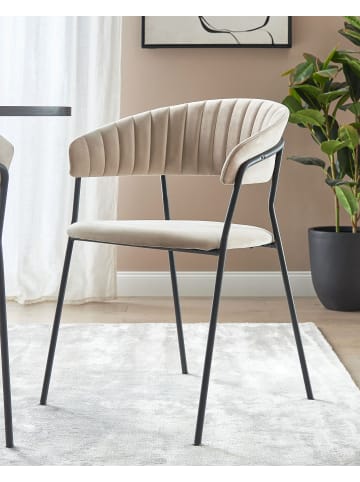 Beliani 2er-Set Esszimmerstuhl MARIPOSA in Beige/Schwarz