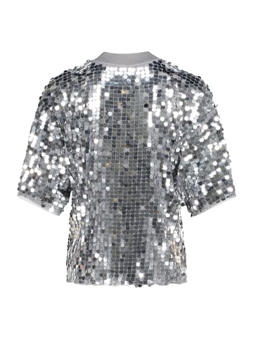 CARTOON Pailletten-Pullover mit Rippbündchen in Silver/Grey