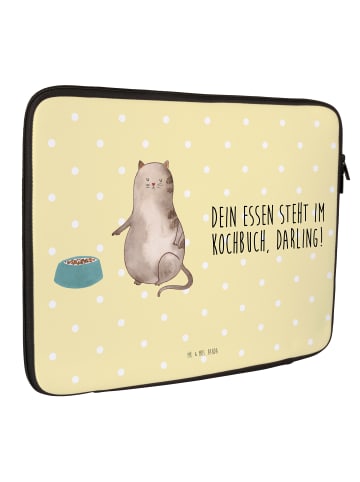 Mr. & Mrs. Panda Computertasche Katze Fressen mit Spruch in Gelb Pastell