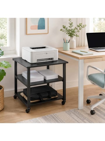 relaxdays Druckertisch in Schwarz - (B)50 x (H)53 x (T)50 cm