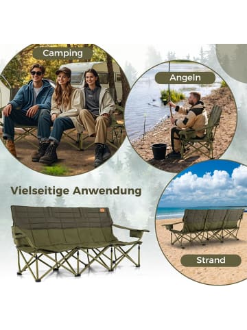 COSTWAY Campingstuhl für 3 Personen in Grün