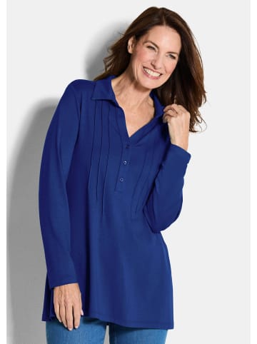 GOLDNER Kurzgröße:  Tunikashirt Halbarm Blusenshirt mit Hemdkragen in royalblau