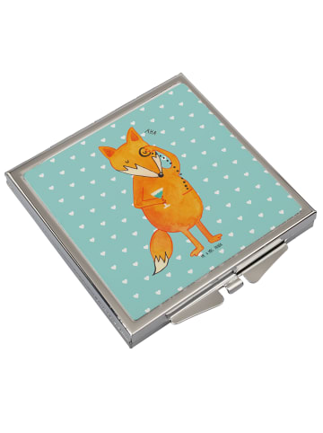 Mr. & Mrs. Panda Reise Kosmetikspiegel Fuchs Lord ohne Spruch in Türkis Pastell