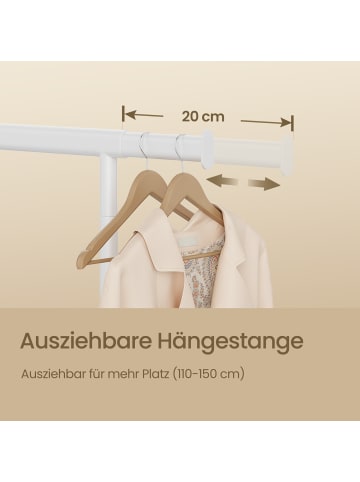 SONGMICS Kleiderständer Pataye in Mattweiß - (B)45 x (H)162.9 x (T)150 cm