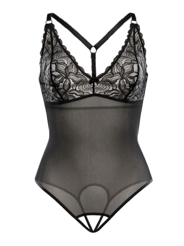 Teyli Damen-Bodysuit aus transparentem Netz und Spitze Vanessa in schwarz