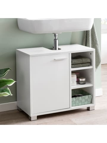 FineBuy Badunterschrank in Weiß / MDF / 60x32x55