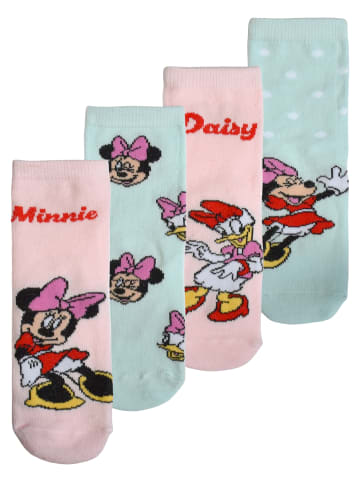 Disney 4er Pack Disney Minnie Mouse & Daisy Duck Socken Sneaker Söckchen in Mehrfarbig