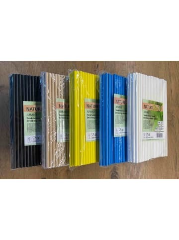 LUXENTU 100er Set Papier-Trinkhalme Jumbo 20 cm in Blau