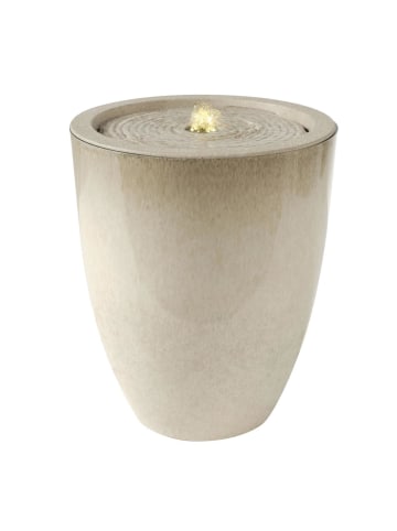 MARELIDA LED Gartenbrunnen in Keramikoptik H: 35cm Springbrunnen beige