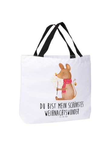 Mr. & Mrs. Panda Shopper Maus Weihnachten mit Spruch in Weiß