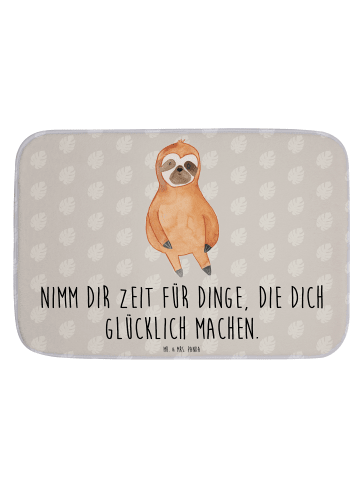 Mr. & Mrs. Panda Badvorleger Faultier Zufrieden mit Spruch in Grau Pastell