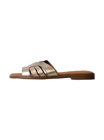 Divine Factory Flache Ledersandalen „Alénoa“ Gold