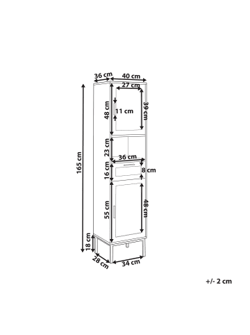 Beliani Badezimmerschrank ROSELL in /Braun - (W) 40 x (H) 165 x (L) 36 cm