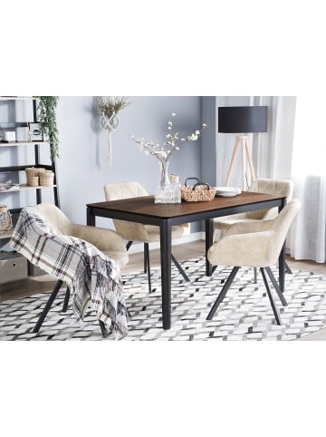 Beliani Esszimmertisch CEDAR in Braun/Schwarz - (W) 80 x (H) 75 x (L) 135 cm