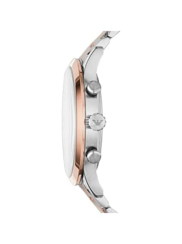 Emporio Armani Silber und Bronze Stahl Chronograph Uhr